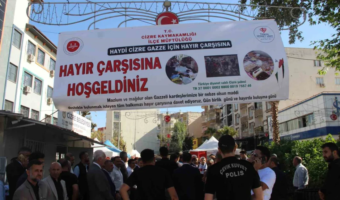 Cizre’de “Filistin için el ele” yardım çarşısı yoğun ilgi gördü Cizre Müftülüğü ile Türkiye Diyanet Vakfı Cizre Şubesi tarafından düzenlenen