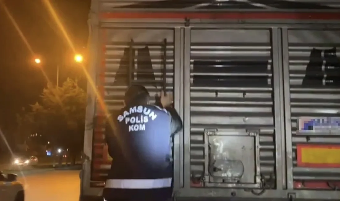Samsun’un İlkadım ilçesinde KOM ekiplerinin durdurduğu bir tırda yapılan aramada